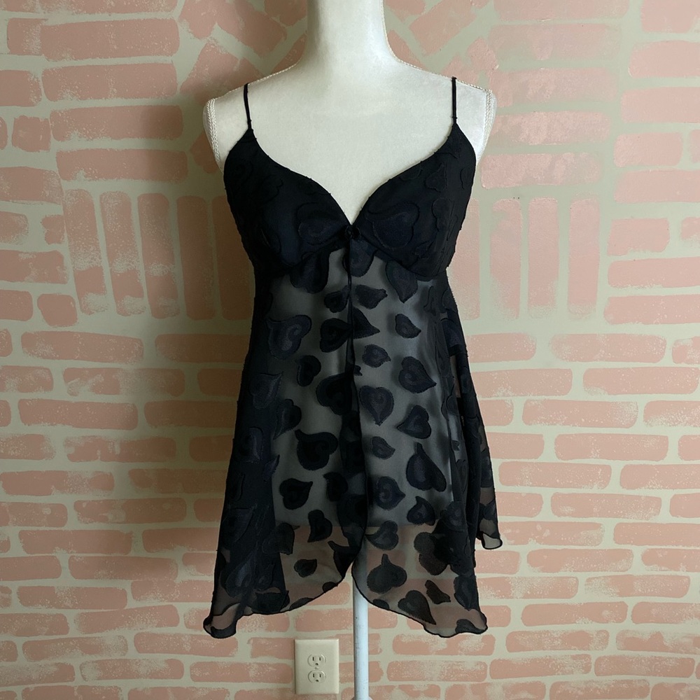 Vintage Victoria’s Secret Black Heart Nightgown S
